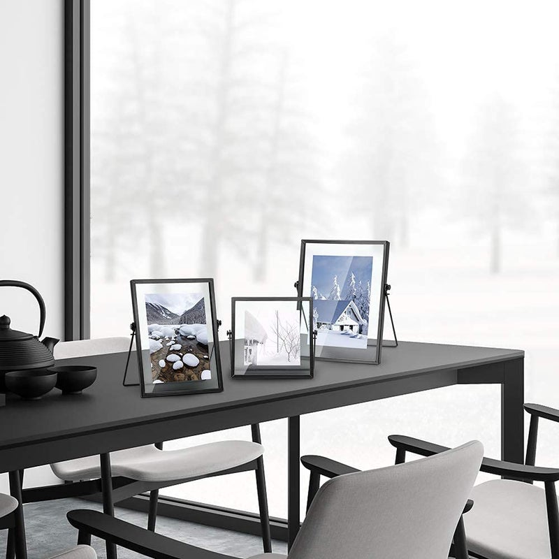 AceList ZONYEO Set of 3 Glass Picture Frame, Collection Simple Metal Floating Frame with Glass Cover Includes 4x4, 4x 6, 5x7 - Image 4